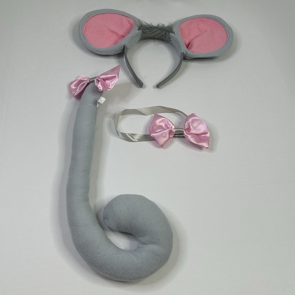 Leg Avenue Mouse Dress Up Costume 3 piece Kit Gray + Pink Ears Bowtie Tail READ* - Picture 5 of 8